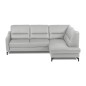 Canapé d'angle convertible en cuir italien luxe 5 places, FARZO, coffre, gris clair, angle droit Canapé d'angle convertible en cuir italien luxe 5 places, FARZO, coffre, gris clair, angle droit