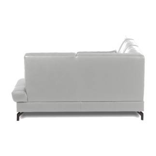 Canapé d'angle convertible en cuir italien luxe 5 places, FARZO, coffre, gris clair, angle droit