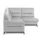 Canapé d'angle convertible en cuir italien luxe 5 places, FARZO, coffre, gris clair, angle droit Canapé d'angle convertible en cuir italien luxe 5 places, FARZO, coffre, gris clair, angle droit