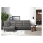 Canapé d'angle convertible en cuir italien luxe 5 places, FARZO, coffre, gris foncé, angle gauche Canapé d'angle convertible en cuir italien luxe 5 places, FARZO, coffre, gris foncé, angle gauche