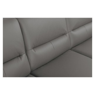 Canapé d'angle convertible en cuir italien luxe 5 places, FARZO, coffre, gris foncé, angle gauche