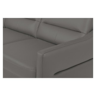 Canapé d'angle convertible en cuir italien luxe 5 places, FARZO, coffre, gris foncé, angle gauche