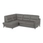 Canapé d'angle convertible en cuir italien luxe 5 places, FARZO, coffre, gris foncé, angle gauche Canapé d'angle convertible en cuir italien luxe 5 places, FARZO, coffre, gris foncé, angle gauche
