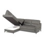 Canapé d'angle convertible en cuir italien luxe 5 places, FARZO, coffre, gris foncé, angle gauche Canapé d'angle convertible en cuir italien luxe 5 places, FARZO, coffre, gris foncé, angle gauche