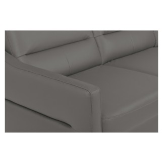 Canapé d'angle convertible en cuir italien luxe 5 places, FARZO, coffre, gris foncé, angle droit