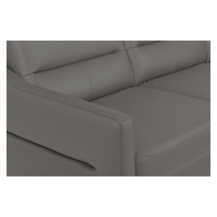 Canapé d'angle convertible en cuir italien luxe 5 places, FARZO, coffre, gris foncé, angle droit