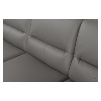 Canapé d'angle convertible en cuir italien luxe 5 places, FARZO, coffre, gris foncé, angle droit