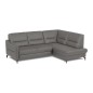 Canapé d'angle convertible en cuir italien luxe 5 places, FARZO, coffre, gris foncé, angle droit Canapé d'angle convertible en cuir italien luxe 5 places, FARZO, coffre, gris foncé, angle droit