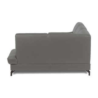 Canapé d'angle convertible en cuir italien luxe 5 places, FARZO, coffre, gris foncé, angle droit
