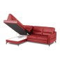 Canapé d'angle convertible en cuir italien luxe 5 places, FARZO, coffre, rouge foncé, angle gauche Canapé d'angle convertible en cuir italien luxe 5 places, FARZO, coffre, rouge foncé, angle gauche