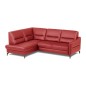 Canapé d'angle convertible en cuir italien luxe 5 places, FARZO, coffre, rouge foncé, angle gauche Canapé d'angle convertible en cuir italien luxe 5 places, FARZO, coffre, rouge foncé, angle gauche