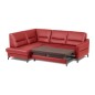 Canapé d'angle convertible en cuir italien luxe 5 places, FARZO, coffre, rouge foncé, angle gauche Canapé d'angle convertible en cuir italien luxe 5 places, FARZO, coffre, rouge foncé, angle gauche