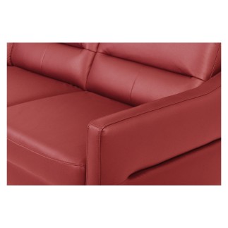 Canapé d'angle convertible en cuir italien luxe 5 places, FARZO, coffre, rouge foncé, angle gauche