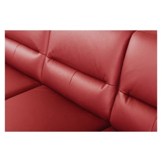 Canapé d'angle convertible en cuir italien luxe 5 places, FARZO, coffre, rouge foncé, angle droit