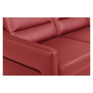 Canapé d'angle convertible en cuir italien luxe 5 places, FARZO, coffre, rouge foncé, angle droit