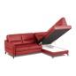 Canapé d'angle convertible en cuir italien luxe 5 places, FARZO, coffre, rouge foncé, angle droit Canapé d'angle convertible en cuir italien luxe 5 places, FARZO, coffre, rouge foncé, angle droit