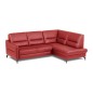 Canapé d'angle convertible en cuir italien luxe 5 places, FARZO, coffre, rouge foncé, angle droit Canapé d'angle convertible en cuir italien luxe 5 places, FARZO, coffre, rouge foncé, angle droit