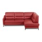 Canapé d'angle convertible en cuir italien luxe 5 places, FARZO, coffre, rouge foncé, angle droit Canapé d'angle convertible en cuir italien luxe 5 places, FARZO, coffre, rouge foncé, angle droit