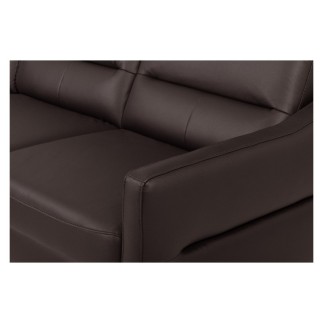 Canapé d'angle convertible en cuir italien luxe 5 places, FARZO, coffre, chocolat, angle gauche