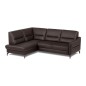 Canapé d'angle convertible en cuir italien luxe 5 places, FARZO, coffre, chocolat, angle gauche Canapé d'angle convertible en cuir italien luxe 5 places, FARZO, coffre, chocolat, angle gauche