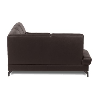 Canapé d'angle convertible en cuir italien luxe 5 places, FARZO, coffre, chocolat, angle gauche