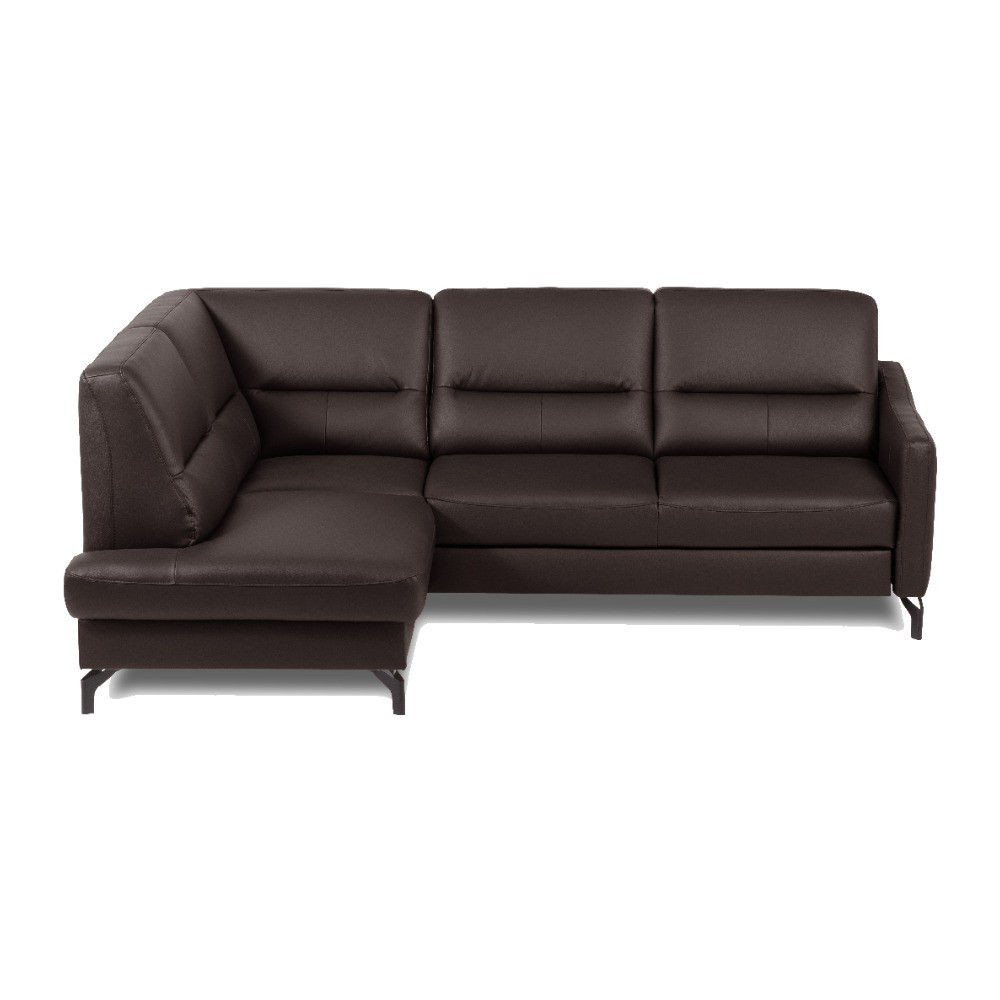 Canapé d'angle convertible en cuir italien luxe 5 places, FARZO, coffre, chocolat, angle gauche Canapé d'angle convertible en cuir italien luxe 5 places, FARZO, coffre, chocolat, angle gauche