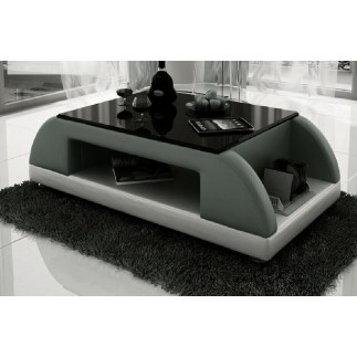 Table basse design VALINA, gris foncé et blanc