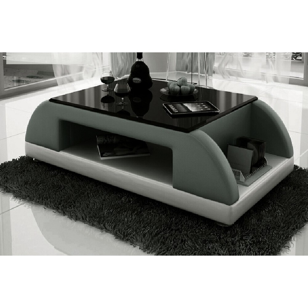 Table basse design VALINA, gris foncé et blanc Table basse design VALINA, gris foncé et blanc