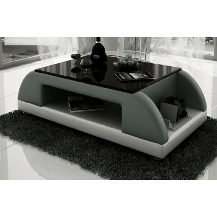 Table basse design VALINA, gris foncé et blanc