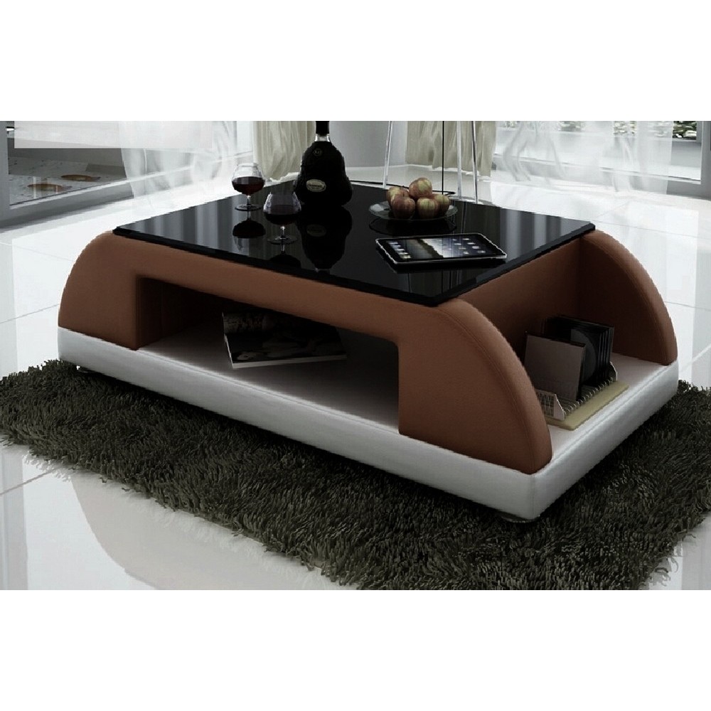 Table basse design VALINA, chocolat et blanc Table basse design VALINA, chocolat et blanc