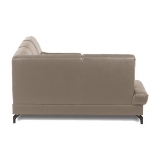 Canapé d'angle convertible en cuir italien luxe 5 places, FARZO, coffre, taupe, angle gauche