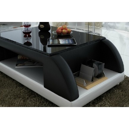 Table basse design VALINA, chocolat et blanc