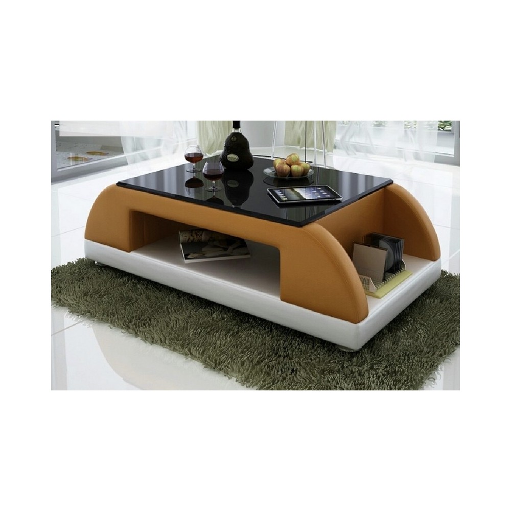 Table basse design VALINA, marron et blanc Table basse design VALINA, marron et blanc