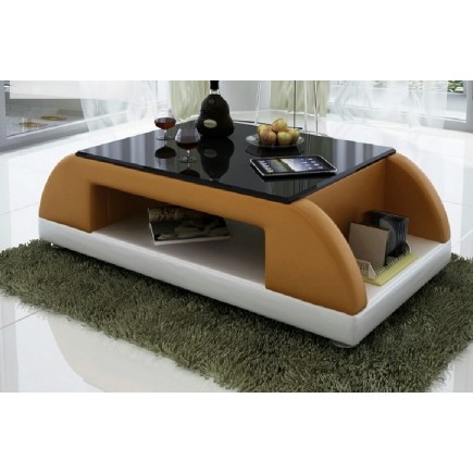 Table basse design VALINA, marron et blanc