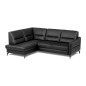 Canapé d'angle convertible en cuir italien luxe 5 places, FARZO, coffre, noir, angle gauche
