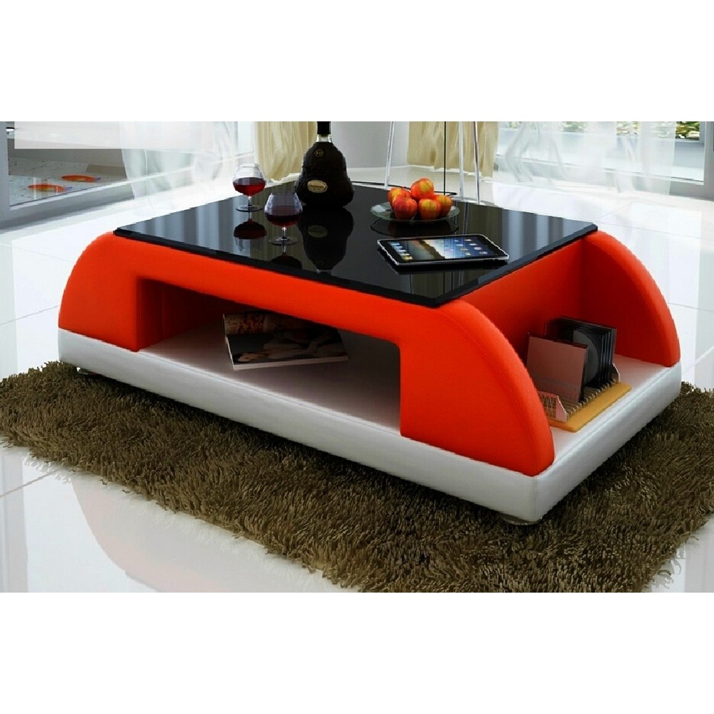 Table basse design VALINA, rouge et blanc Table basse design VALINA, rouge et blanc
