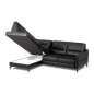 Canapé d'angle convertible en cuir italien luxe 5 places, FARZO, coffre, noir, angle gauche