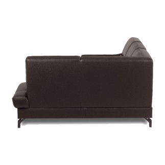 Canapé d'angle convertible en cuir italien luxe 5 places, FARZO, coffre, noir, angle droit