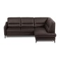Canapé d'angle convertible en cuir italien luxe 5 places, FARZO, coffre, noir, angle droit Canapé d'angle convertible en cuir italien luxe 5 places, FARZO, coffre, noir, angle droit