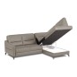 Canapé d'angle convertible en cuir italien luxe 5 places, FARZO, coffre, taupe, angle droit Canapé d'angle convertible en cuir italien luxe 5 places, FARZO, coffre, taupe, angle droit