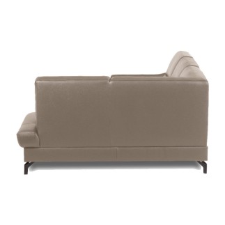 Canapé d'angle convertible en cuir italien luxe 5 places, FARZO, coffre, taupe, angle droit
