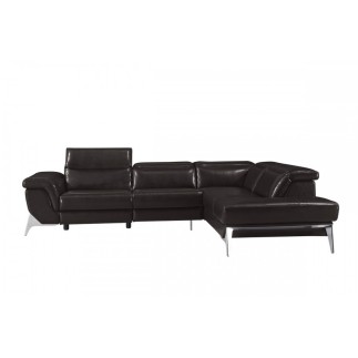 Canapé d'angle fonction relax en cuir italien 5 places CONFORTO, chocolat, angle droit