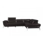 Canapé d'angle fonction relax en cuir italien 5 places CONFORTO, chocolat, angle droit