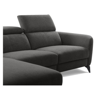 Canapé d'angle relax en cuir de luxe italien avec relax électrique, 5 places bertoni, gris clair, angle gauche - Mobilier Privé