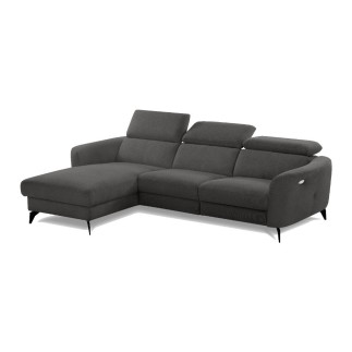 Canapé d'angle relax en cuir de luxe italien avec relax électrique, 5 places bertoni, gris clair, angle gauche - Mobilier Privé