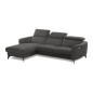 Canapé d'angle relax en tissu de luxe avec relax électrique, 5 places BEROLI, gris foncé, angle gauche Canapé d'angle relax en tissu de luxe avec relax électrique, 5 places BEROLI, gris foncé, angle gauche