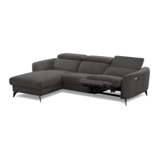 Canapé d'angle relax en cuir de luxe italien avec relax électrique, 5 places bertoni, gris clair, angle gauche - Mobilier Privé
