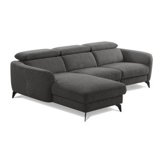 Canapé d'angle relax en cuir de luxe italien avec relax électrique, 5 places bertoni, gris clair, angle gauche - Mobilier Privé