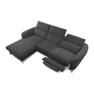 Canapé d'angle relax en cuir de luxe italien avec relax électrique, 5 places bertoni, gris clair, angle gauche - Mobilier Privé