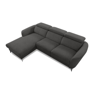 Canapé d'angle relax en cuir de luxe italien avec relax électrique, 5 places bertoni, gris clair, angle gauche - Mobilier Privé